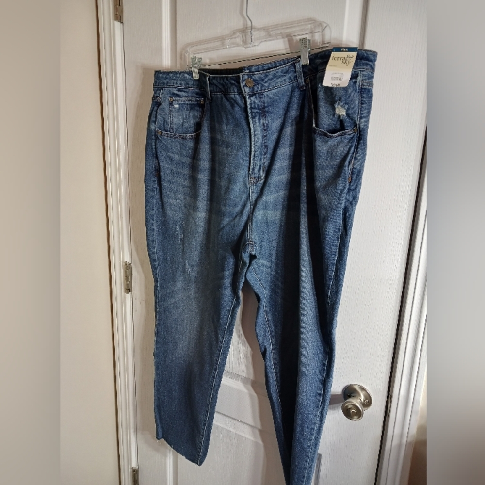 Terra & Sky NWT Curvy Vintage High Rise Jean Deconstructed Himline Women's  24W